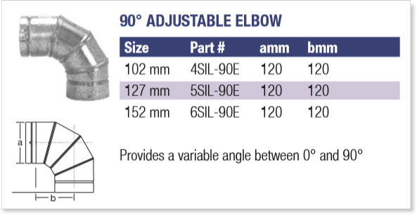 Selkirk IL Flue (Insta Lock), Fittings, 90 Degree Adjustable Elbow